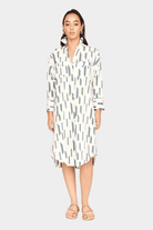 Mirth | Kyoto House Dress In White Rainfall - SHOP YUCCA Dress MIRTH - YUCCA, Women’s clothing store Denver, boutique stores near me, capsule wardrobe, women’s elevated basics, casual dresses Denver.