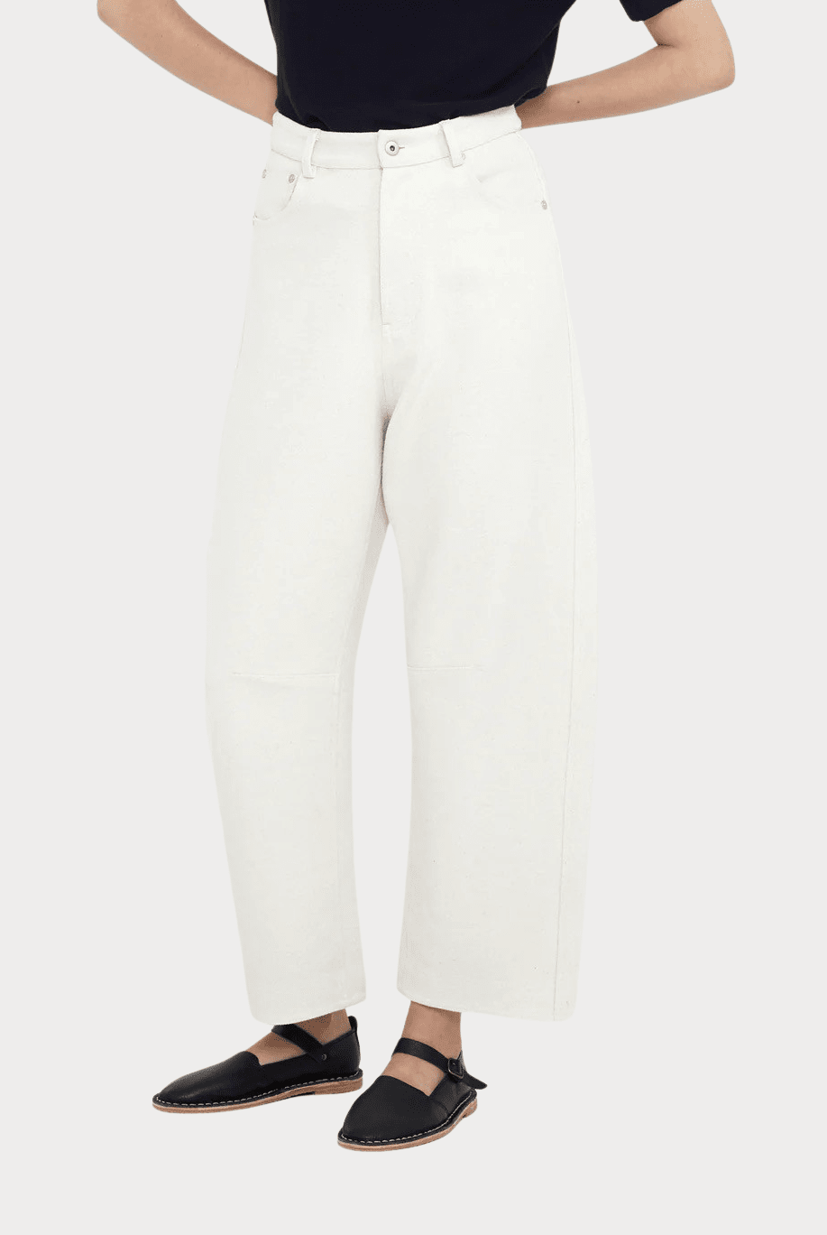 7115 By Szeki - Relaxed Curve Legged Trouser - Off-White - Pants - YUCCA, women’s clothing website, women’s elevated pants.