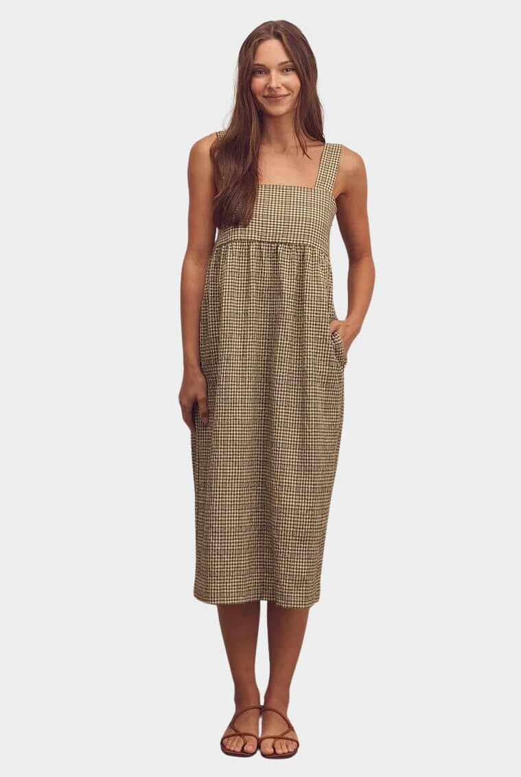 Amente | Back Tie Midi Dress In Olive - SHOP YUCCA Dresses AMENTE - YUCCA, artistic clothing for women, Women’s clothing store Denver, boutique stores near me, capsule wardrobe, women’s elevated basics.