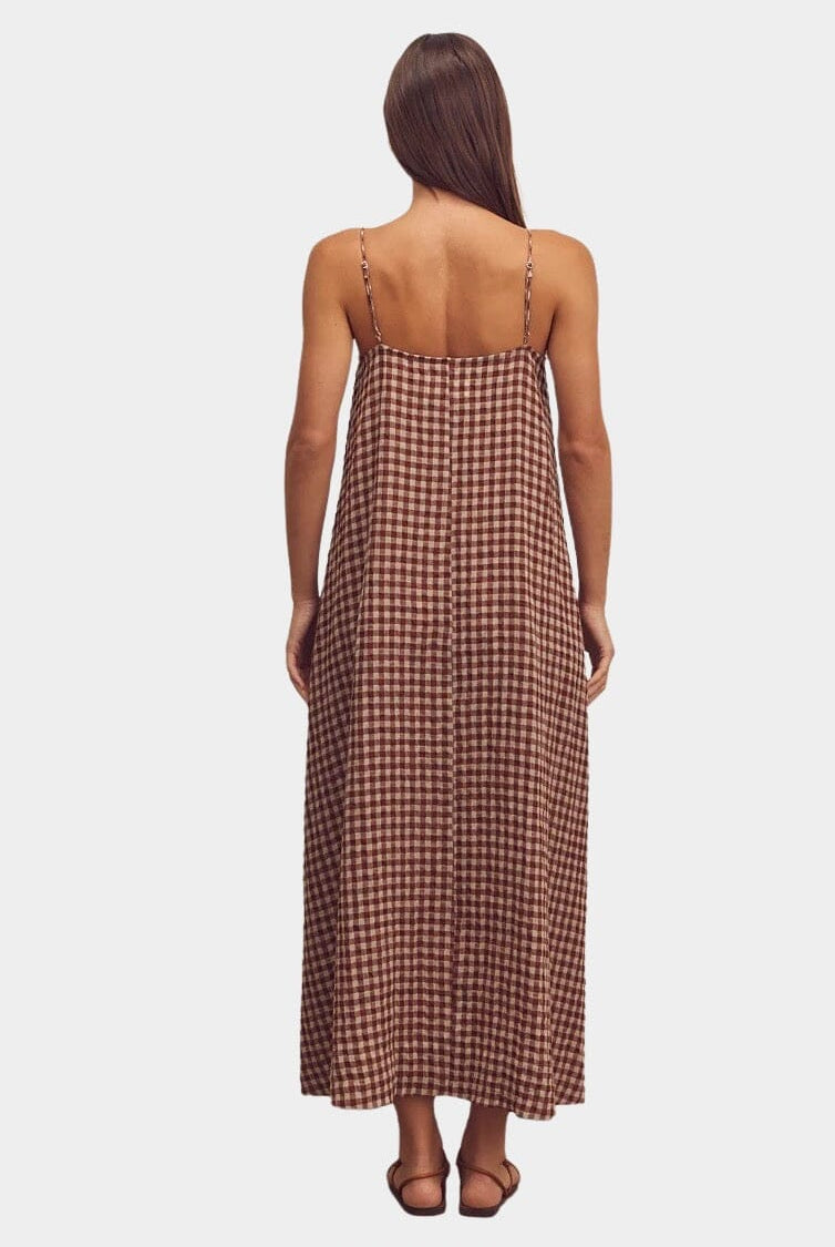 Amente | Front Shirring Gingham Cami Dress In Brick - SHOP YUCCA Dresses AMENTE - YUCCA, artistic clothing for women, Women’s clothing store Denver, boutique stores near me, capsule wardrobe, women’s elevated basics.