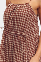 Amente | Front Shirring Gingham Cami Dress In Brick - SHOP YUCCA Dresses AMENTE - YUCCA, artistic clothing for women, Women’s clothing store Denver, boutique stores near me, capsule wardrobe, women’s elevated basics.