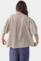 Amente | Front Tie Blouse In Natural Stripe - SHOP YUCCA Shirts & Tops AMENTE - YUCCA Yucca store Denver, women’s clothing boutique near me, high quality capsule wardrobe, boutiques near me, women’s high quality tops.