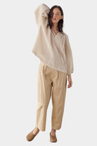 Amente | Textured Peasant Blouse In Natural - SHOP YUCCA Shirts & Tops AMENTE - YUCCA, Yucca store Denver, women’s clothing boutique near me, high quality capsule wardrobe, boutiques near me, women’s high quality tops.