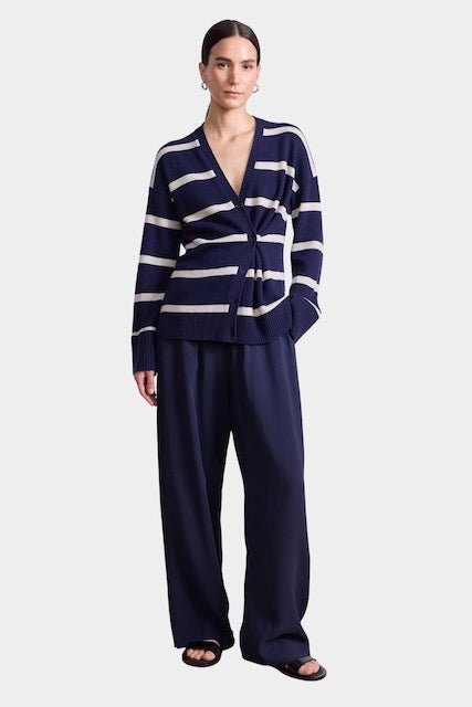 Apiece Apart - Ana Wrap Cardigan - Navy & Cream Stripe - Sweaters & Knitwear - YUCCA, women’s clothing store Denver.