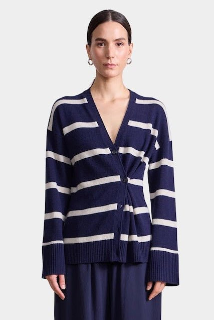 Apiece Apart - Ana Wrap Cardigan - Navy & Cream Stripe - Sweaters & Knitwear - YUCCA, women’s clothing store Denver.