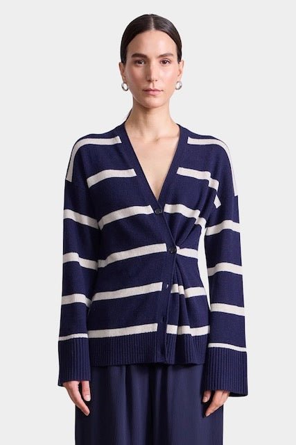 Apiece Apart - Ana Wrap Cardigan - Navy & Cream Stripe - Sweaters & Knitwear - YUCCA, women’s clothing store Denver.