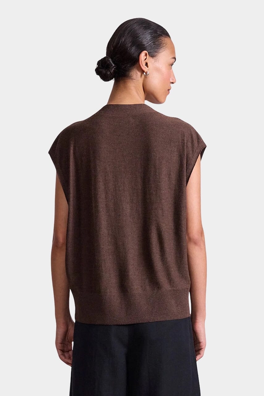 Apiece Apart | Bardi Drippy Vest In Brown - SHOP YUCCA Sweater APIECE APART - YUCCA, Yucca store Denver, women’s clothing boutique near me, high quality capsule wardrobe, boutiques near me, women’s high quality tops.