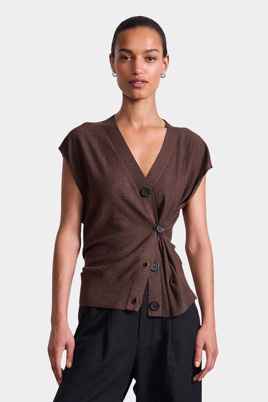 Apiece Apart | Bardi Drippy Vest In Brown - SHOP YUCCA Sweater APIECE APART - YUCCA, Yucca store Denver, women’s clothing boutique near me, high quality capsule wardrobe, boutiques near me, women’s high quality tops.