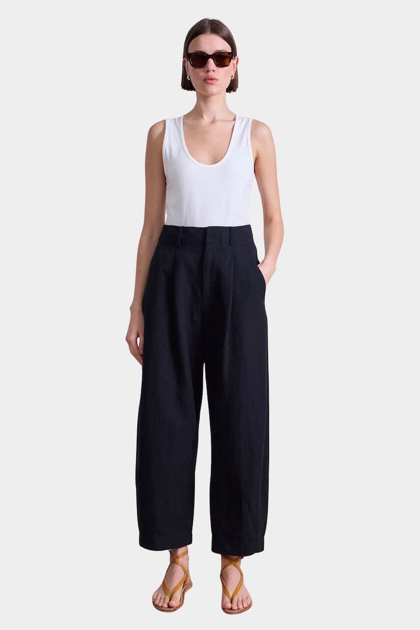 Apiece Apart | Bari Crop Trousers In Black - SHOP YUCCA Pants APIECE APART - YUCCA, Women’s clothing store Denver, women’s clothing website, women’s elevated pants, clothing boutiques near me, women’s elevated trousers.