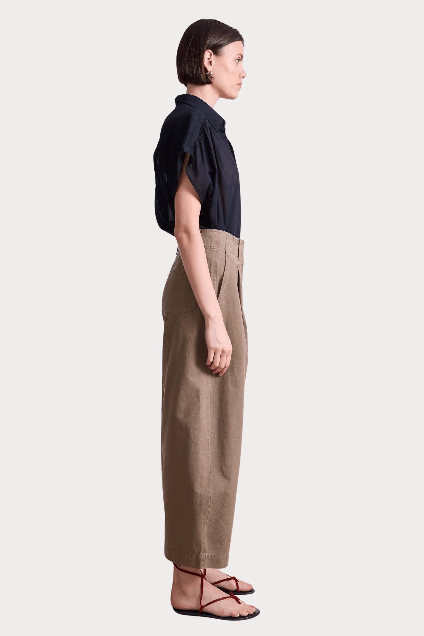 Apiece Apart - Cropped Cybil Trouser - Oak - Pants - YUCCA, women’s elevated pants, women’s elevated trousers.
