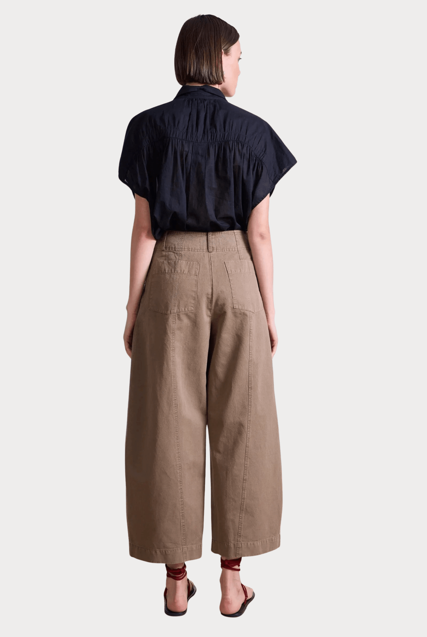Apiece Apart - Cropped Cybil Trouser - Oak - Pants - YUCCA, women’s elevated pants, women’s elevated trousers.