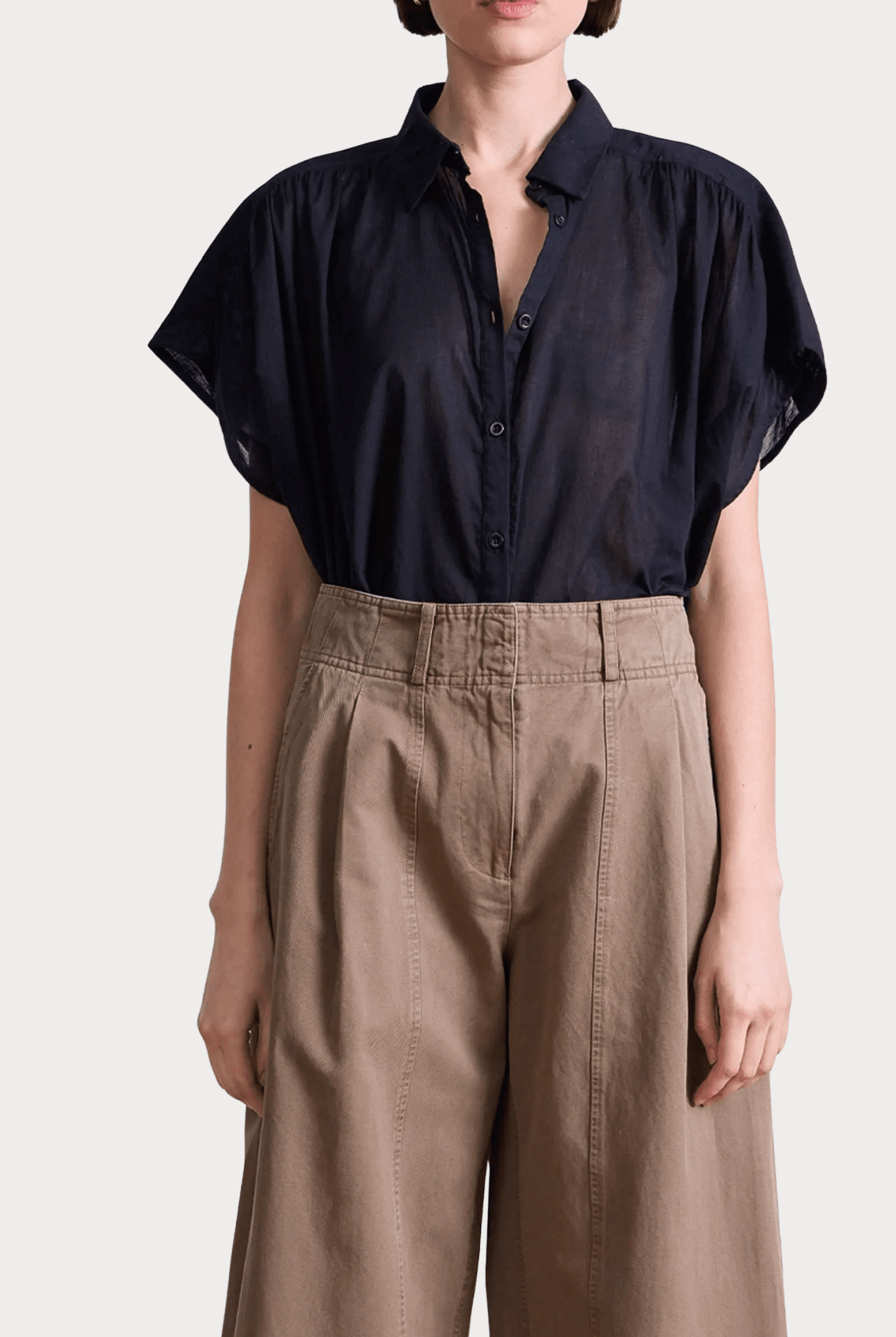 Apiece Apart - Cropped Cybil Trouser - Oak - Pants - YUCCA, women’s elevated pants, women’s elevated trousers.