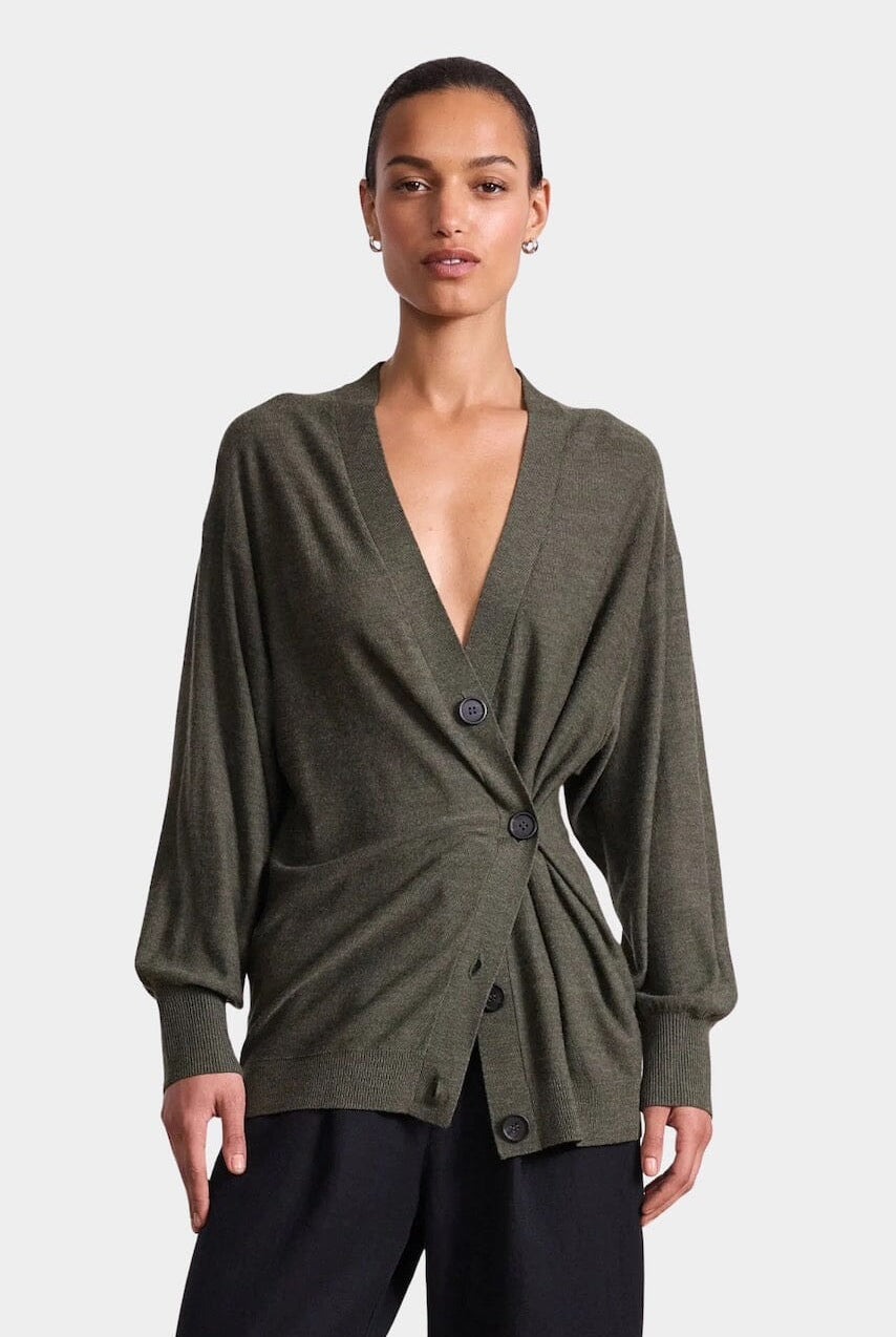 Apiece Apart - Drippy Tissue Cardigan - Olive - Cardigan - YUCCA, Yucca store Denver, women’s high quality knitwear.