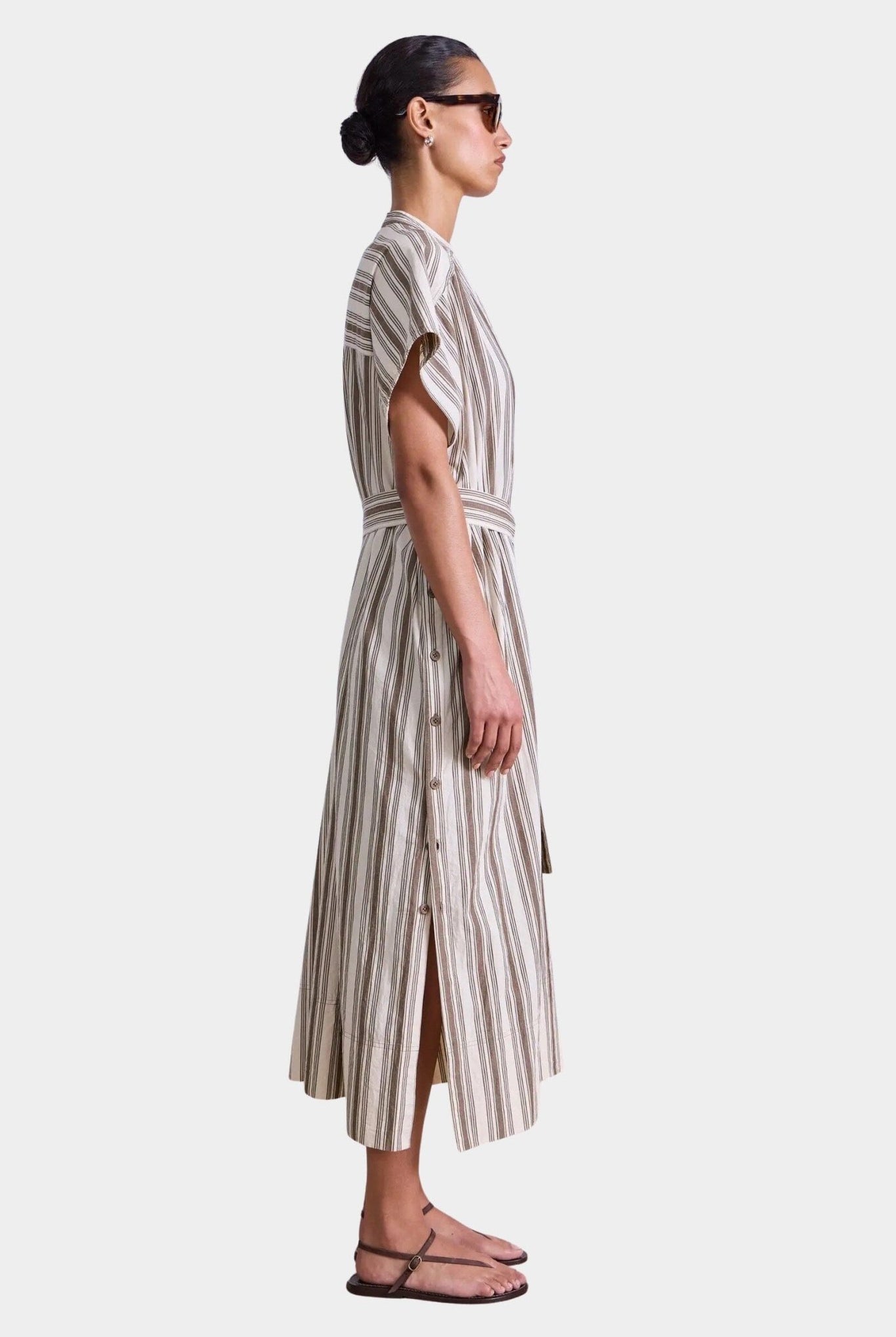 Apiece Apart - Isola Caftan - Coffee And Cream - Dresses - YUCCA, artistic clothing for women, Women’s clothing store Denver.