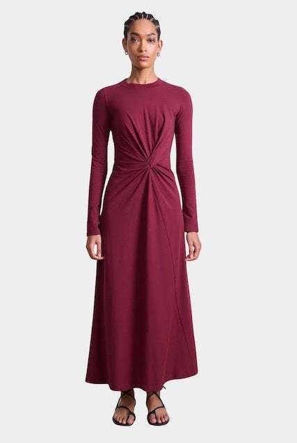 Apiece Apart - Long Sleeve Volta Dress - Black Cherry - Dresses - YUCCA, women’s clothing store Denver, dresses for women.