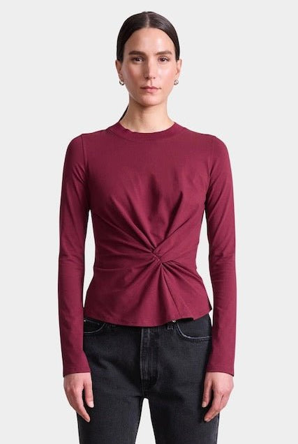 Apiece Apart - Long Sleeve Volta Top - Black Cherry - Tops & Tees - YUCCA, clothing store Denver, unique clothes for women.