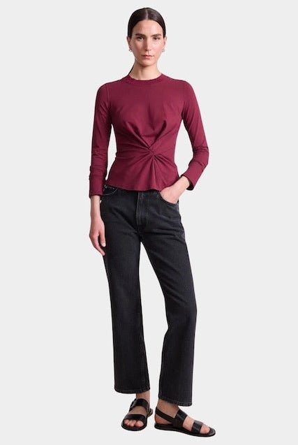 Apiece Apart - Long Sleeve Volta Top - Black Cherry - Tops & Tees - YUCCA, clothing store Denver, unique clothes for women.