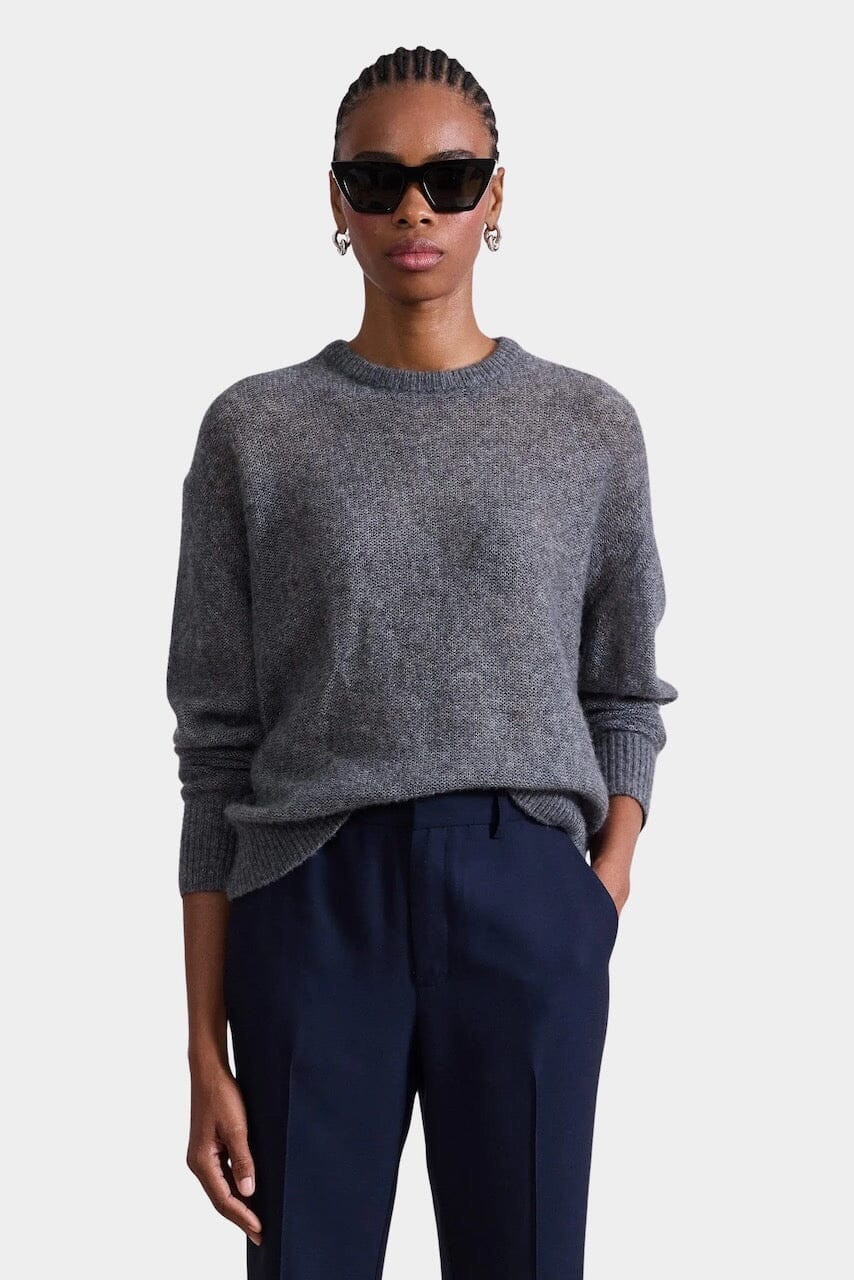Apiece Apart - Softest Tissue Weight Sweater - Charcoal - Sweater - YUCCA, Yboutiques near me, women’s high quality knitwear.