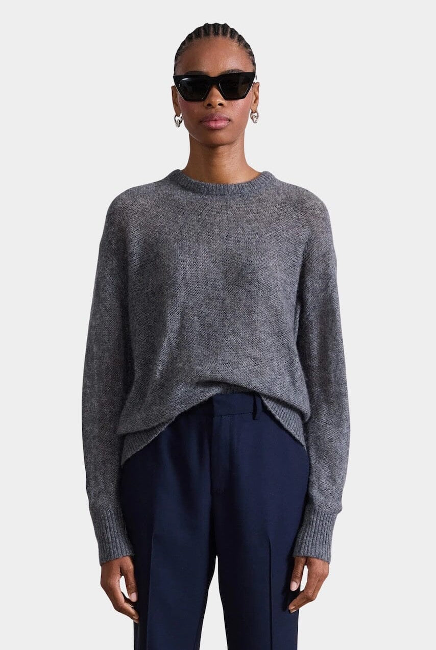 Apiece Apart - Softest Tissue Weight Sweater - Charcoal - Sweater - YUCCA, Yboutiques near me, women’s high quality knitwear.