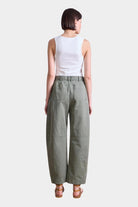 Apiece Apart | Marina Chill Pant In Thyme - SHOP YUCCA Pants APIECE APART - YUCCA, Women’s clothing store Denver, women’s clothing website, women’s elevated pants, clothing boutiques near me, women’s elevated trousers.