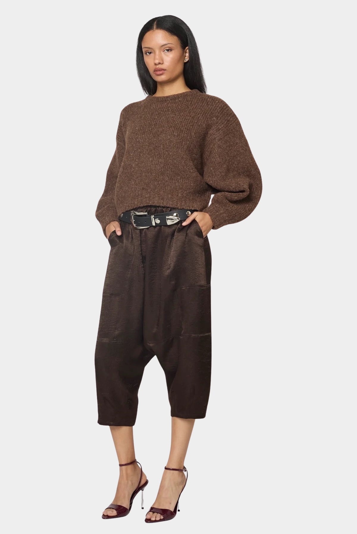 Atelier Delphine - Balloon Sleeve Sweater - Chocolate Brown - Sweaters & Knitwear - YUCCA, women's high quality sweaters.
