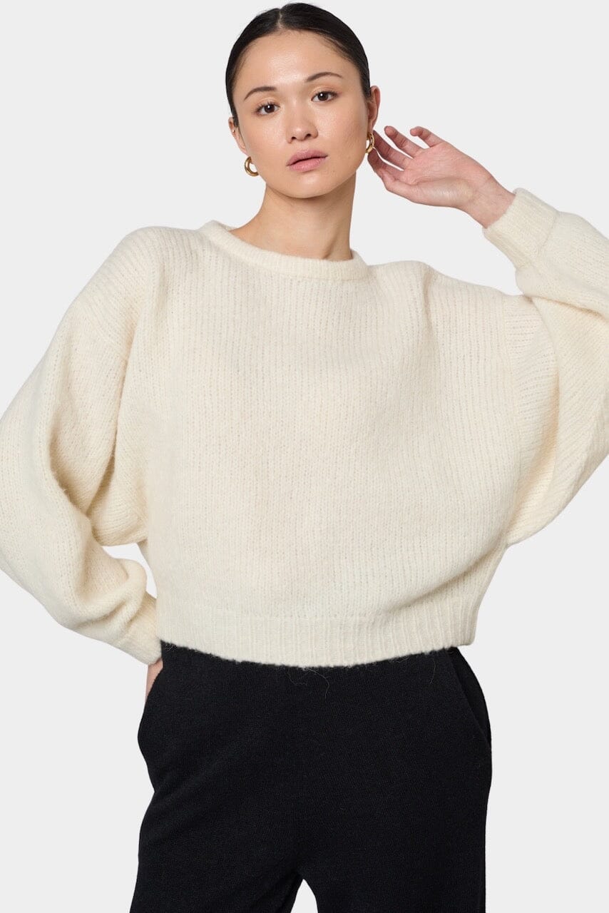 Atelier Delphine - Balloon Sleeve Sweater - Cream - Sweater - YUCCA, boutiques near me, women’s quality knitwear.