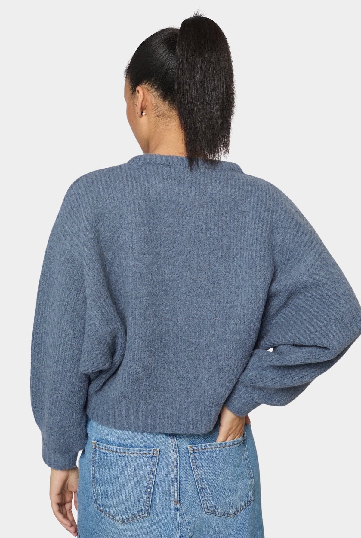 Atelier Delphine - Balloon Sleeve Sweater - Washed Denim - Sweaters & Knitwear - YUCCA, women's high quality sweaters.