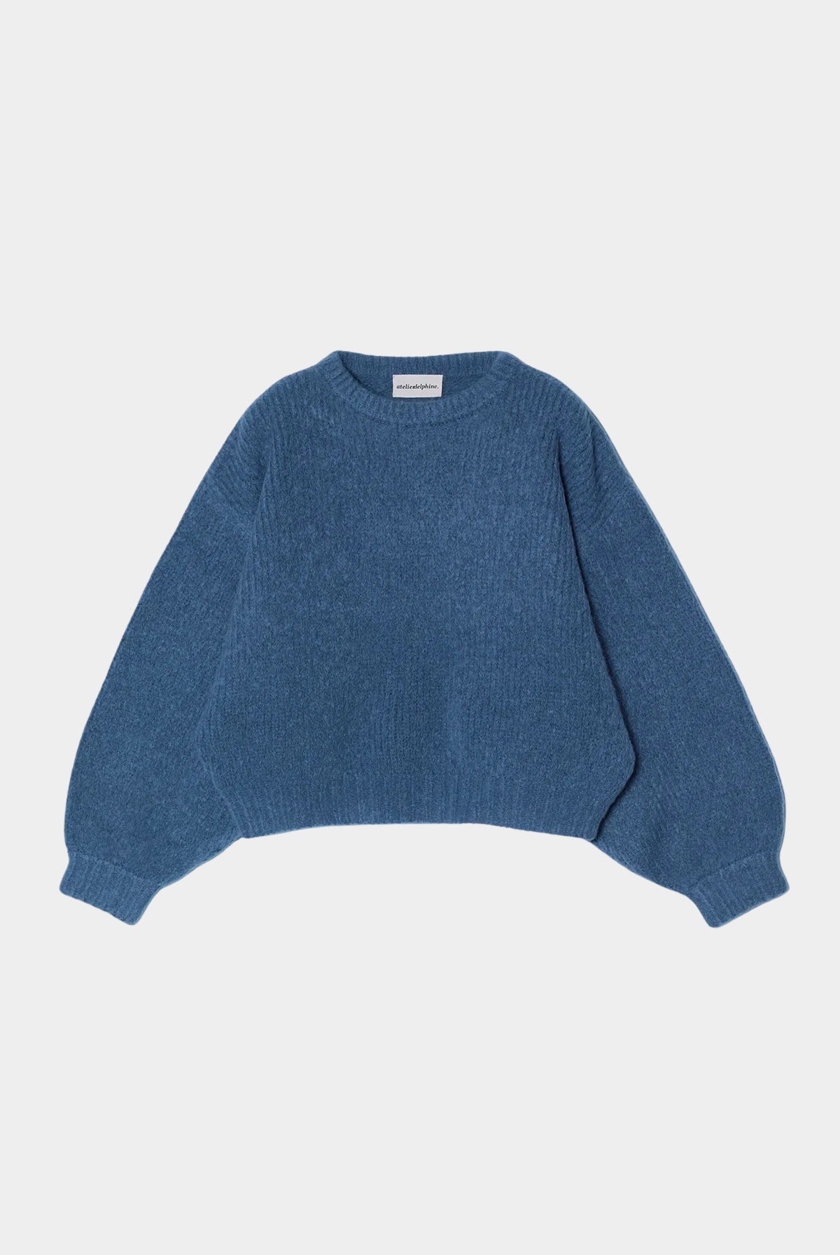 Atelier Delphine - Balloon Sleeve Sweater - Washed Denim - Sweaters & Knitwear - YUCCA, women's high quality sweaters.