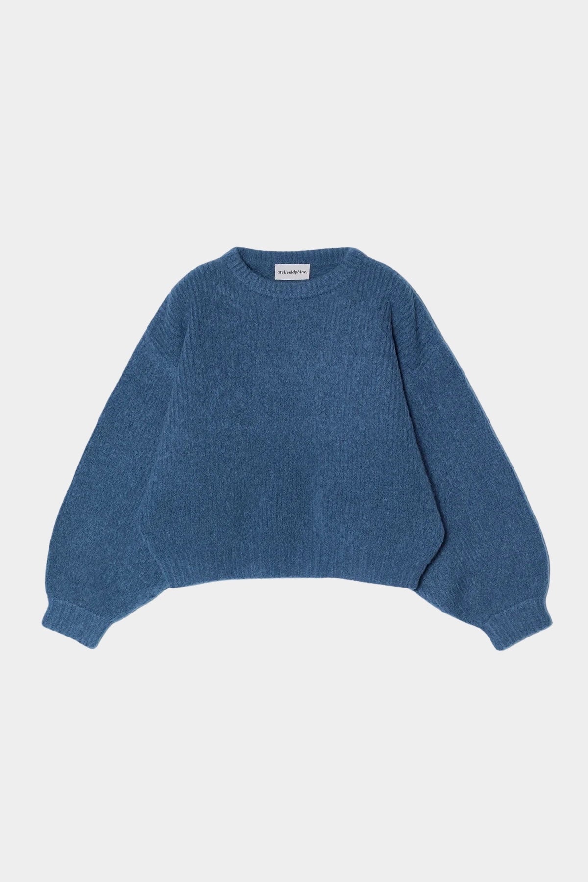Atelier Delphine - Balloon Sleeve Sweater - Washed Denim - Sweaters & Knitwear - YUCCA, women's high quality sweaters.
