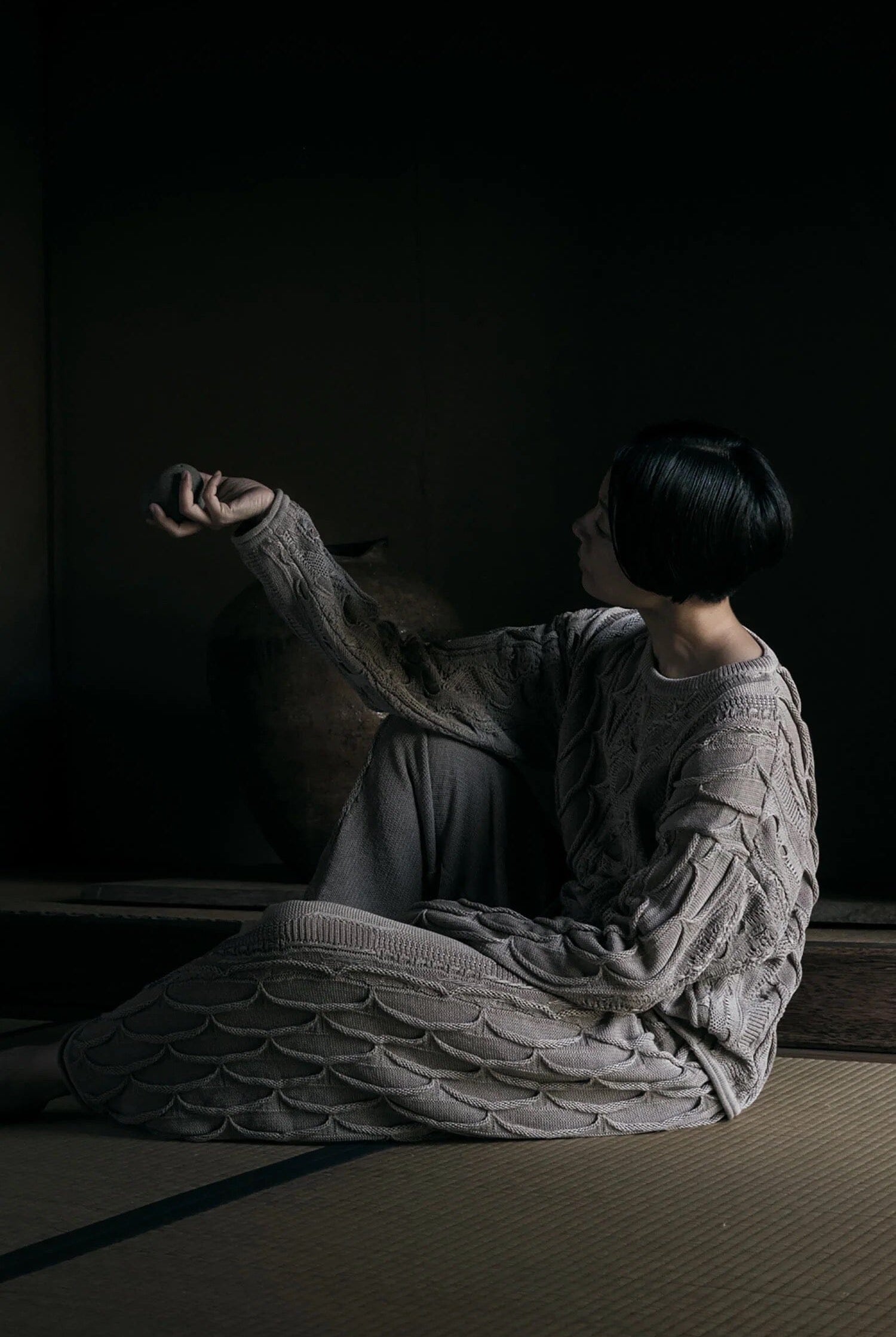 Black Crane - Cable Knit Pants - Taupe - Pants - YUCCA, women’s elevated pants, clothing boutiques near me.