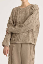Black Crane | Cable Summer Knit In Taupe - SHOP YUCCA Shirts & Tops BLACK CRANE - YUCCA, Yucca store Denver, women’s clothing boutique near me, boutiques Denver, boutiques near me, women’s high quality knitwear.