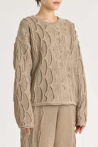 Black Crane | Cable Summer Knit In Taupe - SHOP YUCCA Shirts & Tops BLACK CRANE - YUCCA, Yucca store Denver, women’s clothing boutique near me, boutiques Denver, boutiques near me, women’s high quality knitwear.
