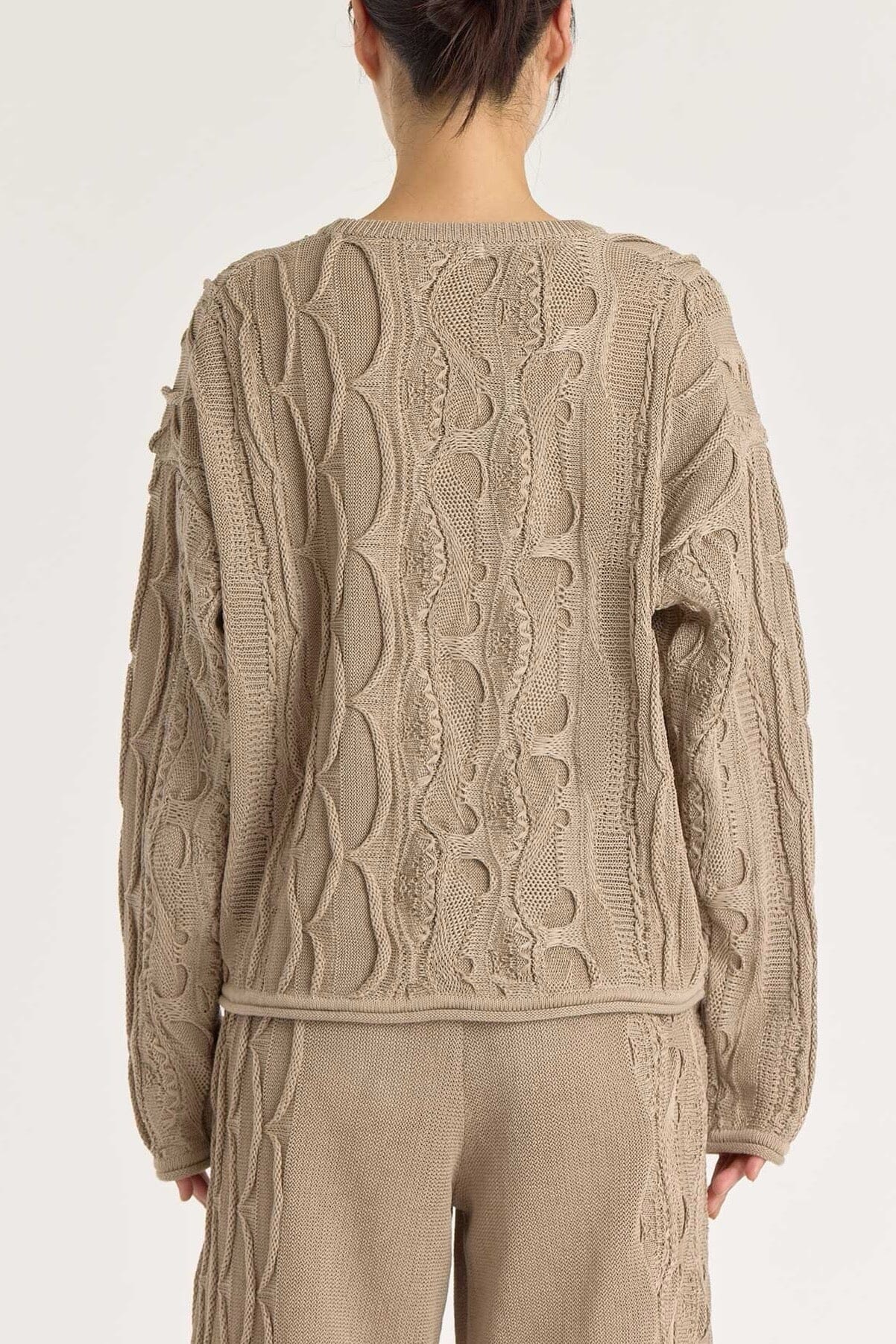 Black Crane | Cable Summer Knit In Taupe - SHOP YUCCA Shirts & Tops BLACK CRANE - YUCCA, Yucca store Denver, women’s clothing boutique near me, boutiques Denver, boutiques near me, women’s high quality knitwear.