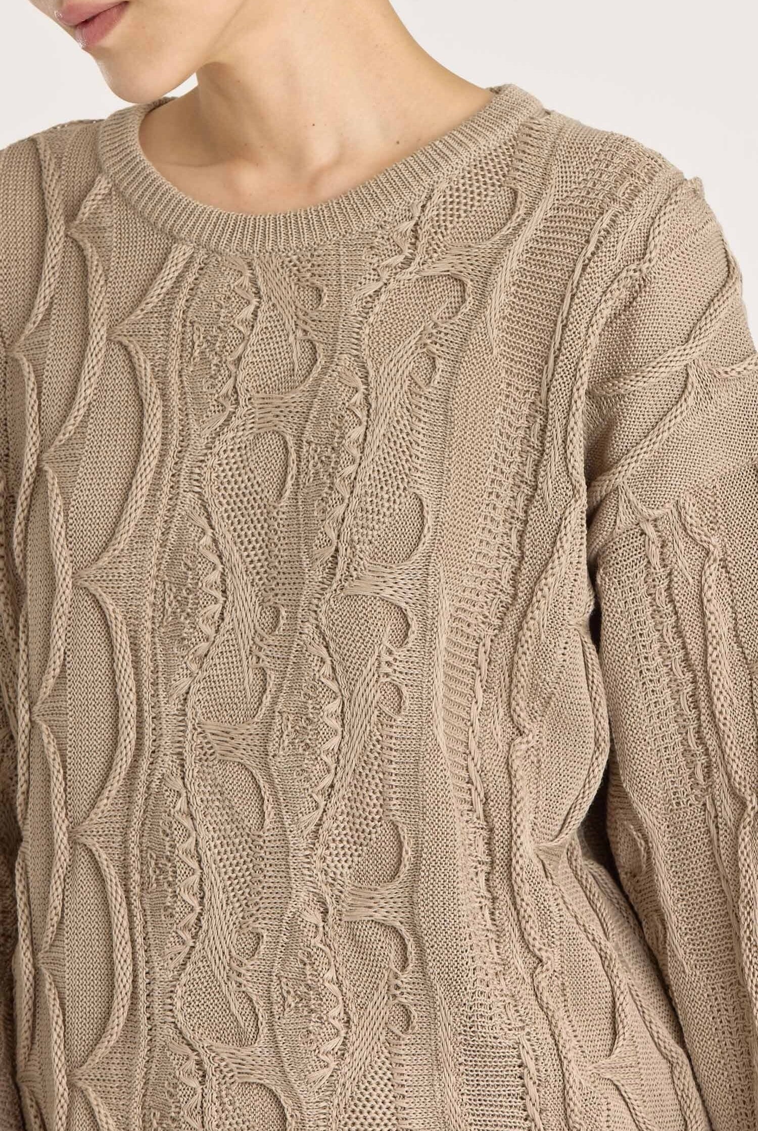 Black Crane - Cable Summer Knit - Taupe - Shirts & Tops - YUCCA, Yucca store Denver, women’s high quality knitwear.
