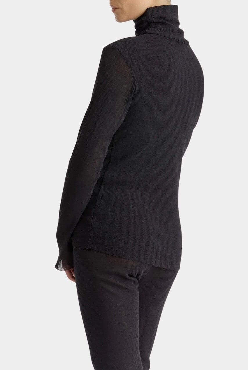 Black Crane - Double Mesh Turtleneck - Black - Shirts & Tops - YUCCA, Yucca store Denver, women’s high quality tops.
