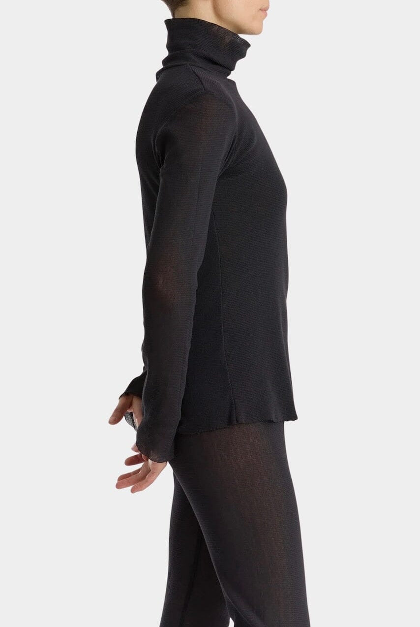 Black Crane - Double Mesh Turtleneck - Black - Shirts & Tops - YUCCA, Yucca store Denver, women’s high quality tops.