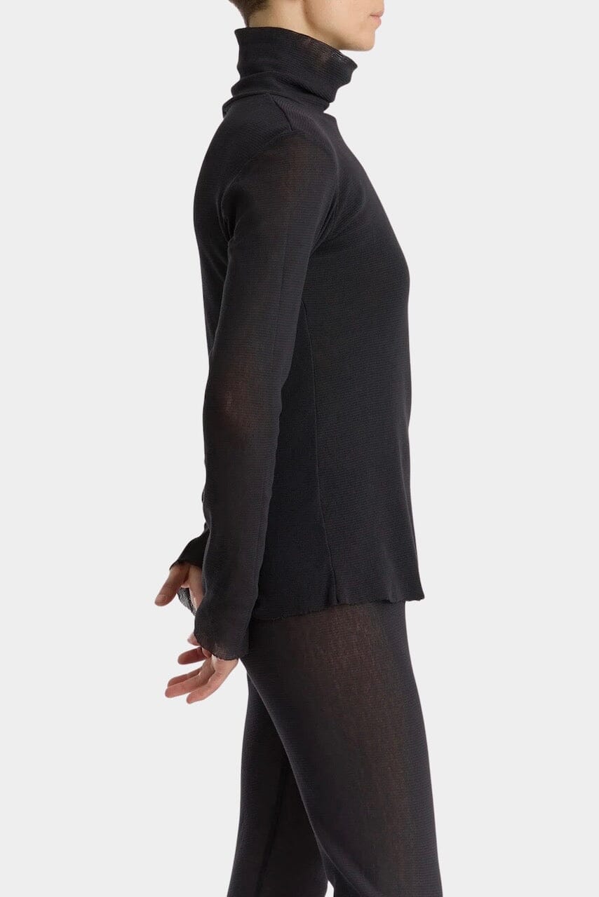 Black Crane - Double Mesh Turtleneck - Black - Shirts & Tops - YUCCA, Yucca store Denver, women’s high quality tops.