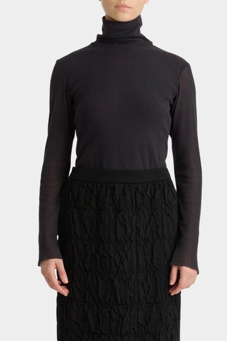Black Crane - Double Mesh Turtleneck - Black - Shirts & Tops - YUCCA, Yucca store Denver, women’s high quality tops.