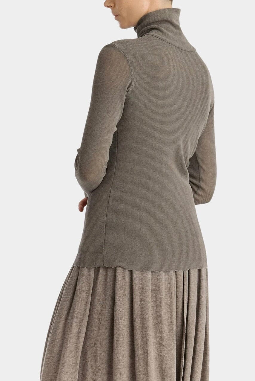 Black Crane - Double Mesh Turtleneck - Dark Stone - Shirts & Tops - YUCCA, Yucca store Denver, women’s high quality tops.