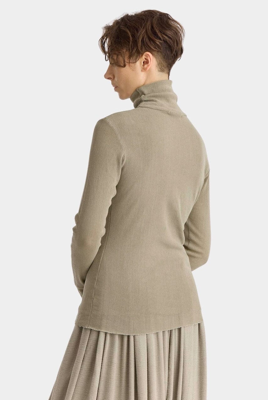 Black Crane - Double Mesh Turtleneck - Limestone - Shirts & Tops - YUCCA boutiques near me, women’s high quality tops.