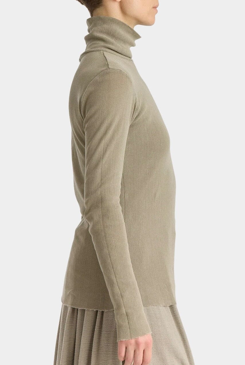 Black Crane - Double Mesh Turtleneck - Limestone - Shirts & Tops - YUCCA boutiques near me, women’s high quality tops.