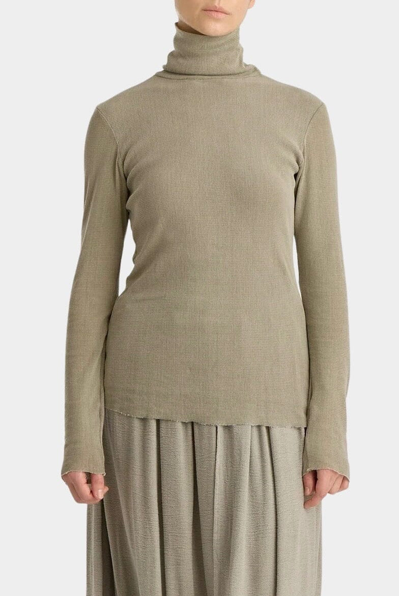 Black Crane - Double Mesh Turtleneck - Limestone - Shirts & Tops - YUCCA boutiques near me, women’s high quality tops.