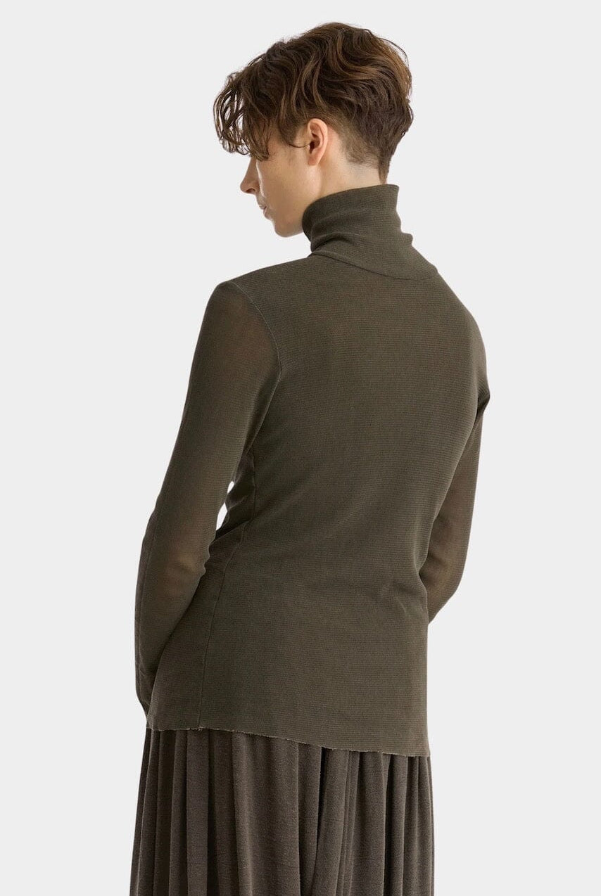 Black Crane - Double Mesh Turtleneck - Slate - Shirts & Tops - YUCCA, Yucca store Denver, women’s high quality tops.