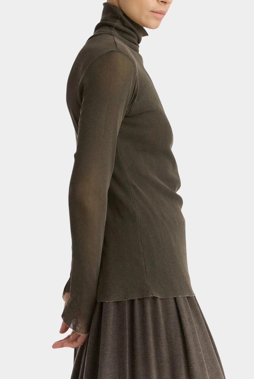 Black Crane - Double Mesh Turtleneck - Slate - Shirts & Tops - YUCCA, Yucca store Denver, women’s high quality tops.