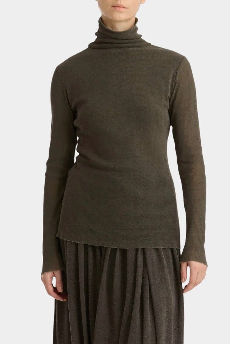 Black Crane - Double Mesh Turtleneck - Slate - Shirts & Tops - YUCCA, Yucca store Denver, women’s high quality tops.