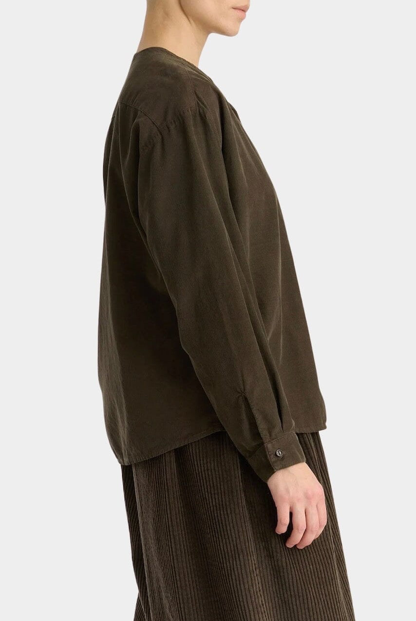 Black Crane - Nehru Shirt - Dark Forest - Shirts & Tops - YUCCA, Yucca store Denver, women’s high quality tops.