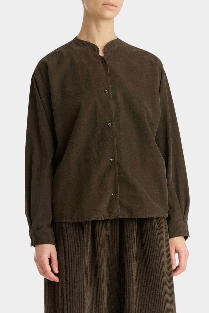 Black Crane - Nehru Shirt - Dark Forest - Shirts & Tops - YUCCA, Yucca store Denver, women’s high quality tops.