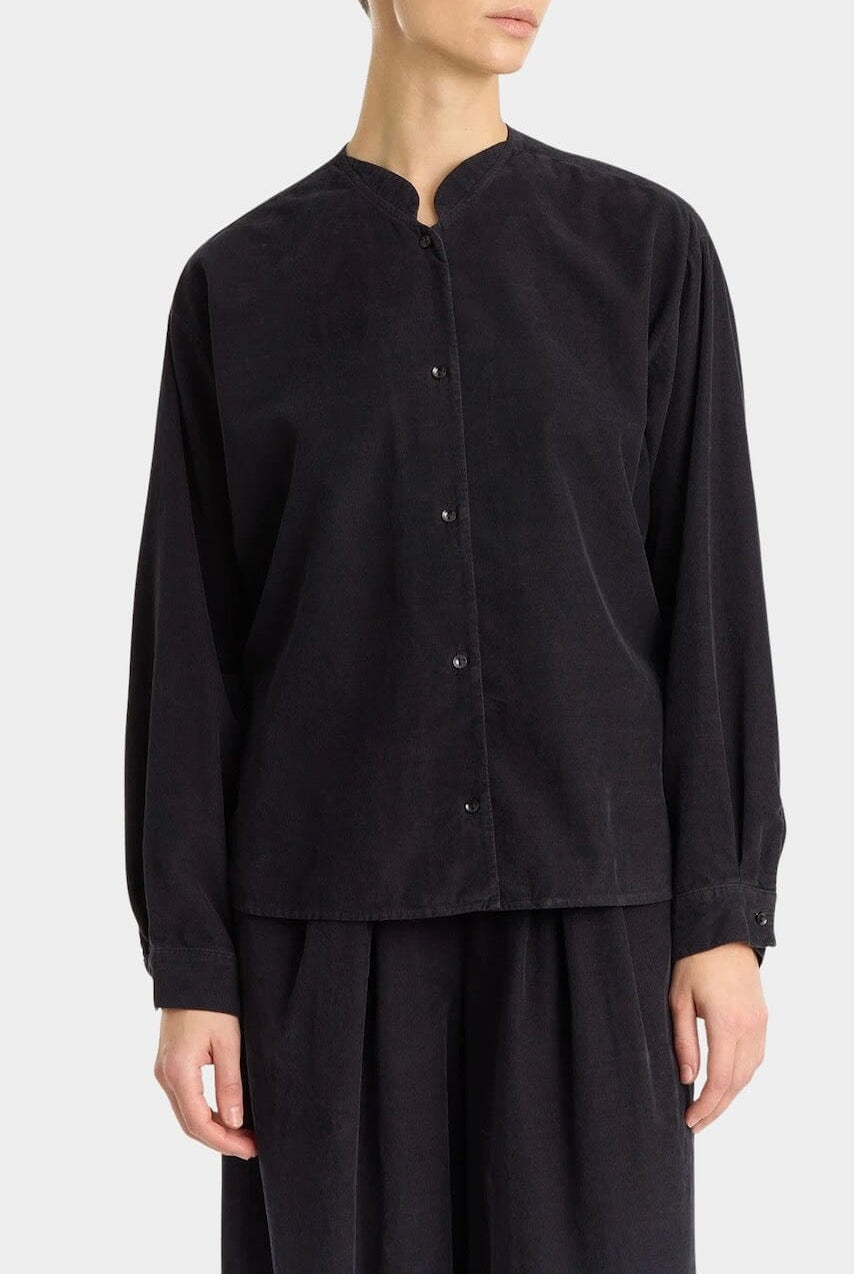 Black Crane - Nehru Shirt - Dark Navy - Shirts & Tops - YUCCA, boutiques near me, high quality capsule wardrobe.