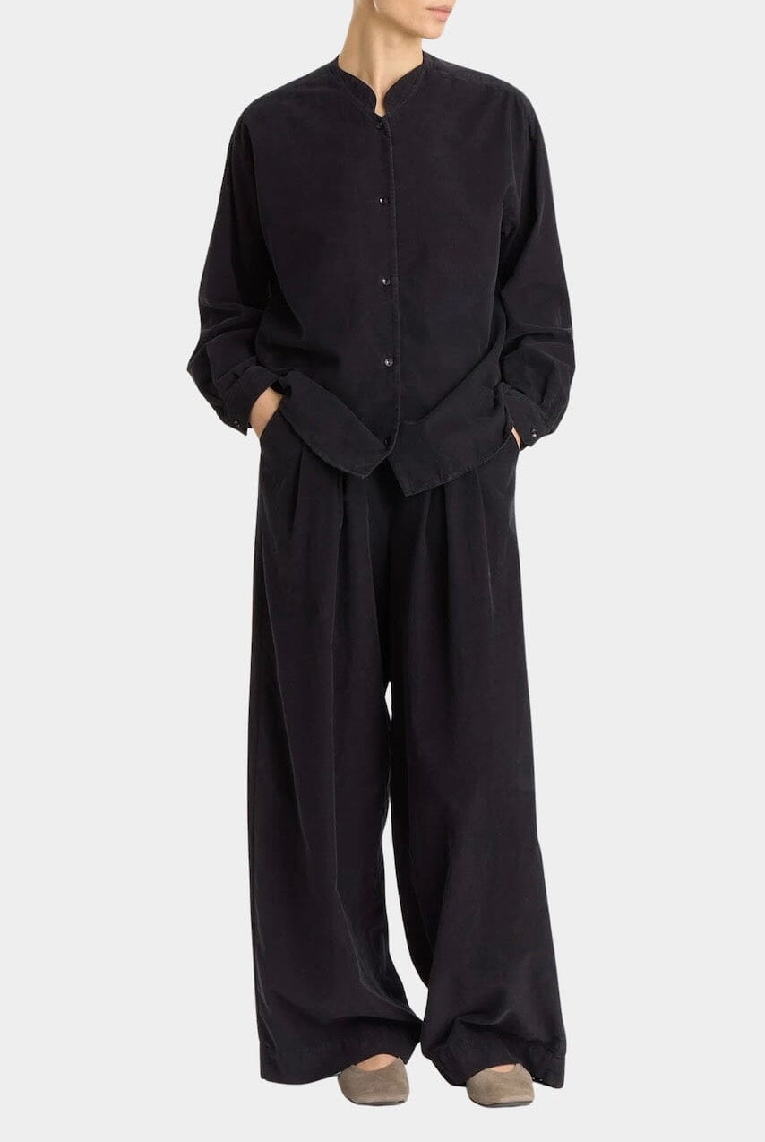 Black Crane - Nehru Shirt - Dark Navy - Shirts & Tops - YUCCA, boutiques near me, high quality capsule wardrobe.