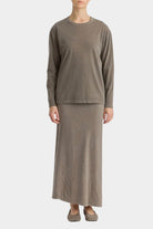 Black Crane - Regular Long Sleeve - Dark Stone - Shirts & Tops - YUCCA, boutiques near me, women’s high quality tops.